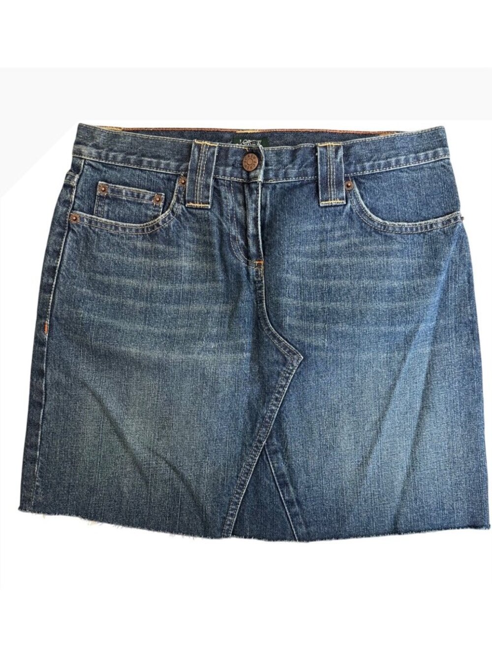 J.Crew Distressed Denim Mini Skirt 29 Frayed Hem Casual Retro Beach Boho - Picture 1 of 12